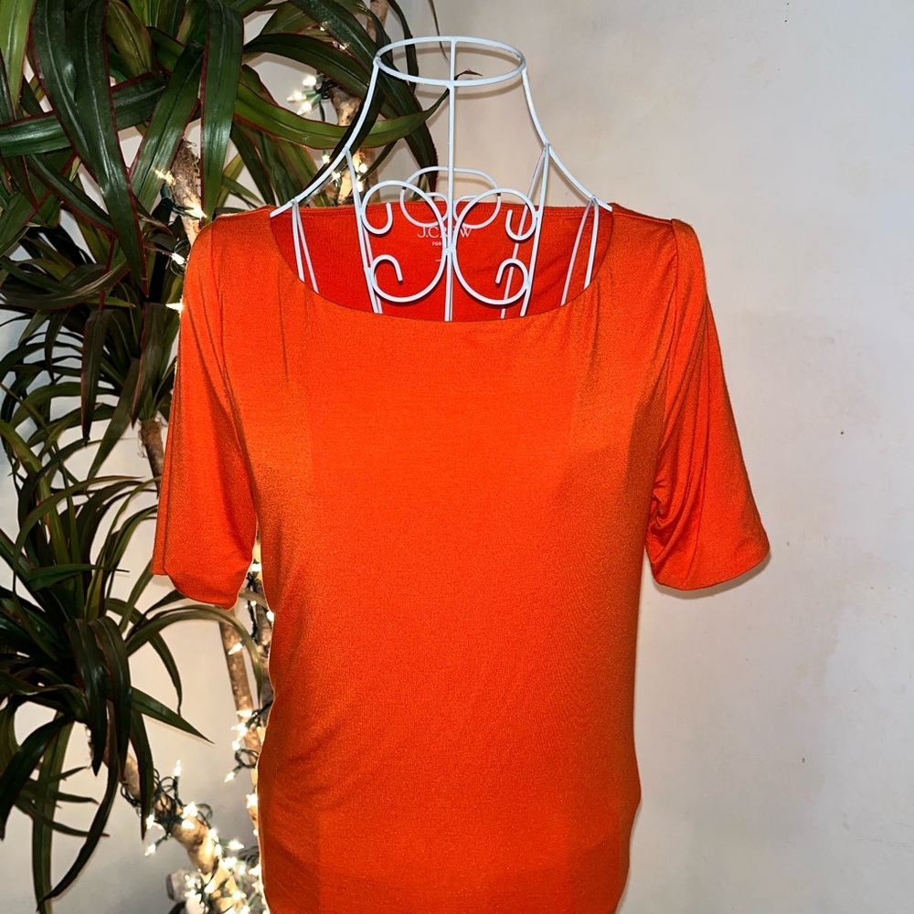 J. Crew Orange Fitted Short Sleeve Blouse